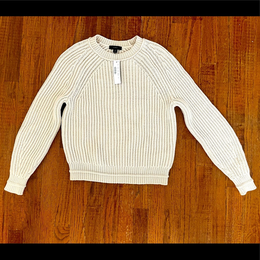 NWT J. Crew Beige Ribbed Crewneck Sweater
